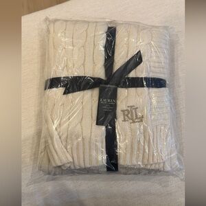 Ralph Lauren Cream Knit Throw Blanket
